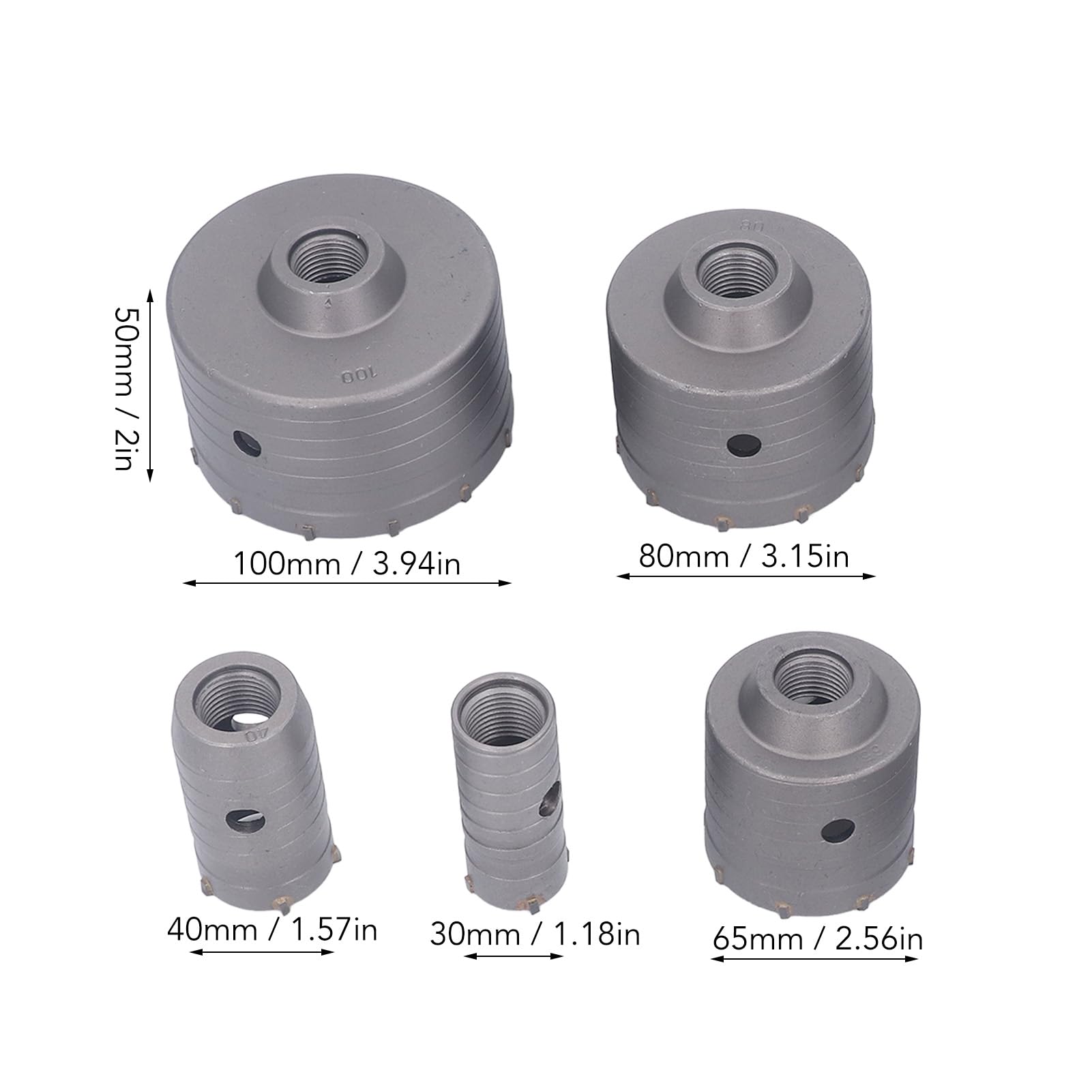 Zestaw Piły Betonowej, od 5pcs 30 do 100 Mm Cementowy Kamienny Otwór ścienny z Cegły Wiertło, 2 Pręt łączący, 2 Rdzeniowe Wiertło, 2 śruba, dla Betonowego cegieł Kamiennego
