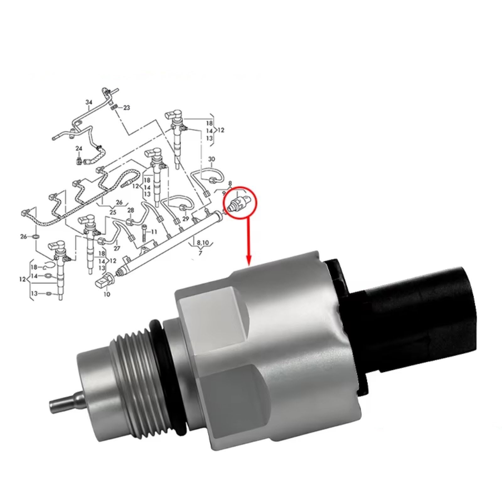 Sensor Kraftstoffdruck Compatible Con Vw Para Golf Para Jetta Bomba Combustible Coche Válvula Reguladora Presión Control Succión Medición Common Rail SCV 03L130764A