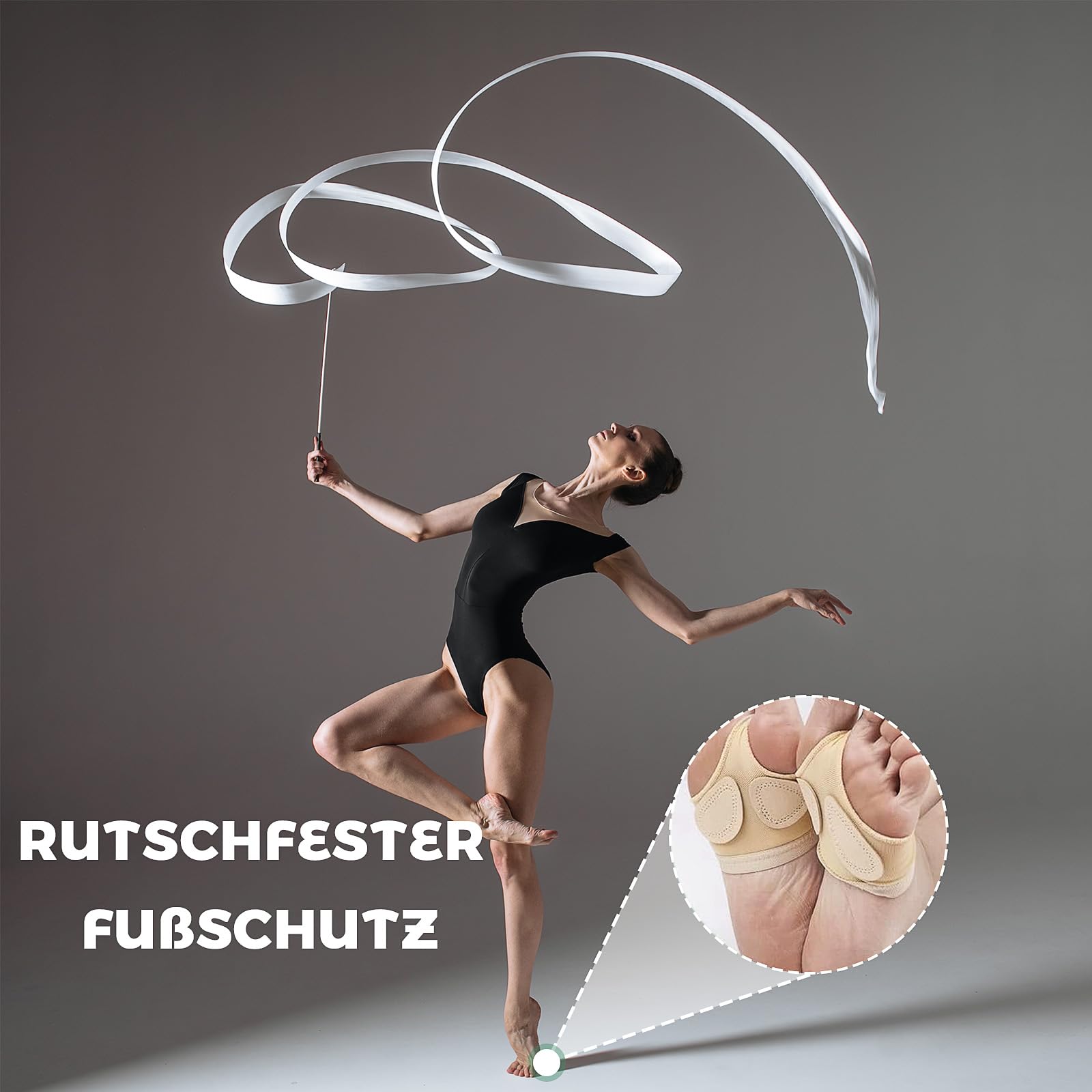 Protección Pies Baile, 2 Pares Tangas de Pie de Ballet, Almohadilla Protectora para Gimnasia (Negro y Tono de Piel)