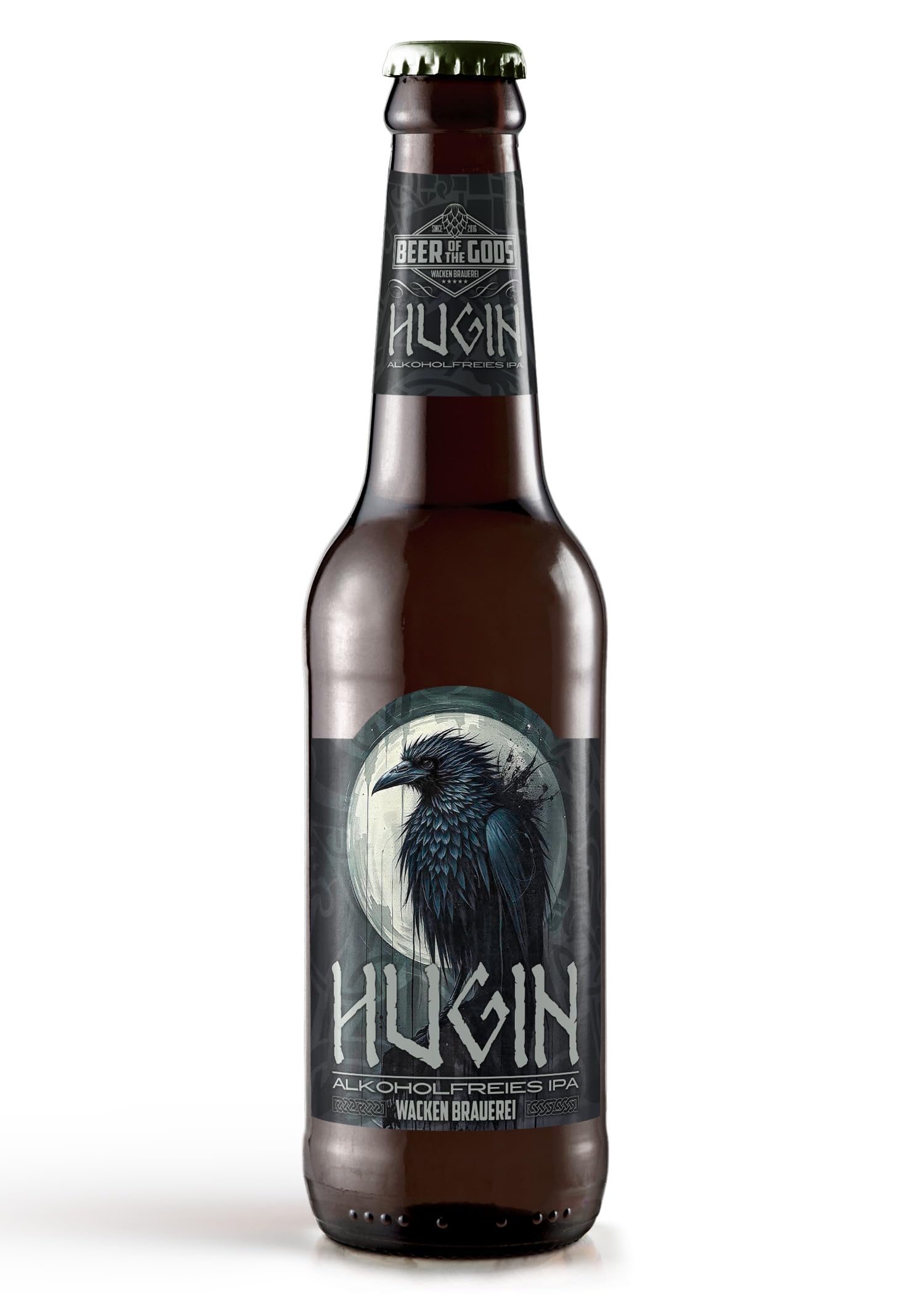 WACKEN BRAUEREI IPA Sin Alcohol | Caja de cerveza artesanal 20 x 0,33 l Botella | Hugin | Juego de cerveza artesanal Viking Gift for Men