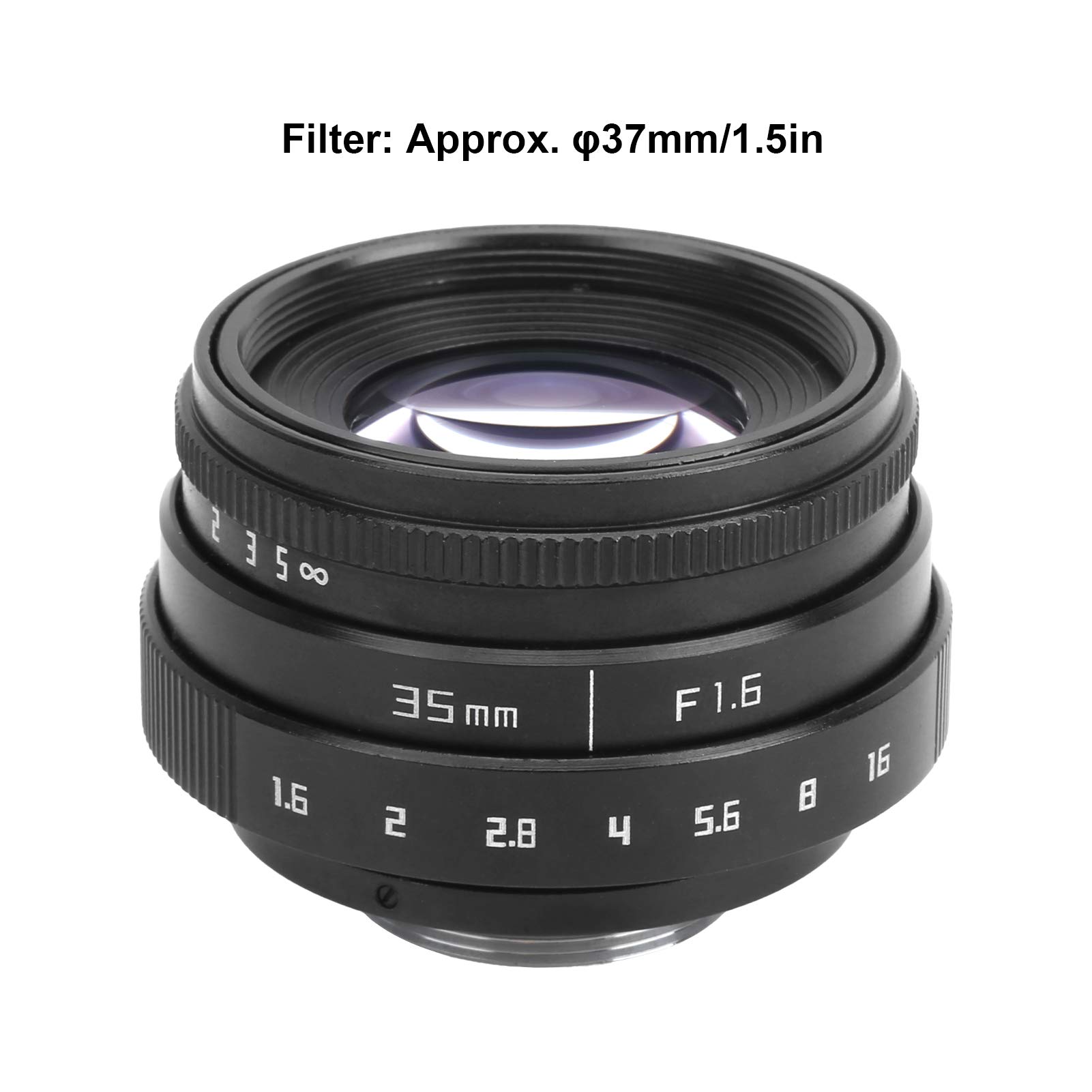 Obiettivo ad ampia apertura, attacco C F1.6 da 35 mm, vetro ottico in lega di alluminio, multistrato MC, messa a fuoco fissa manuale, accessorio per obiettivo fotocamera ritratto (nero)
