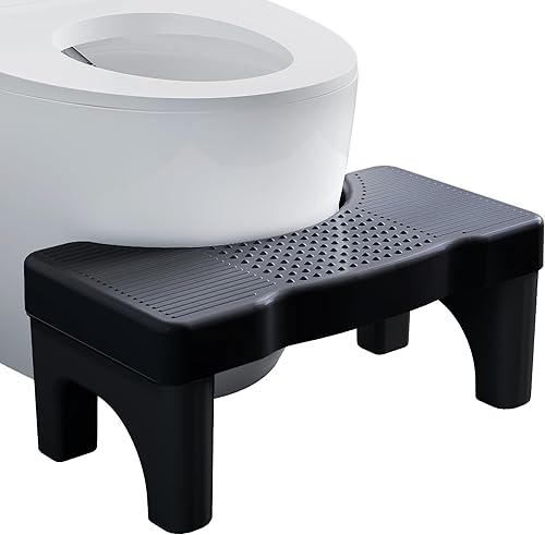 Taburete de inodoro negro para adultos, taburete portátil para baño para adultos, taburete de plástico para personas mayores y niños, taburete