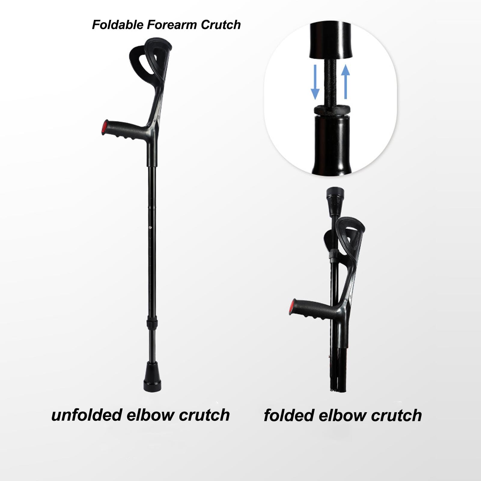 Muleta de Antebrazo, Portátil, Ajustable, Antideslizante, Ligera, Plegable, Muleta de Antebrazo, Muletas Ergonómicas y Plegables, Ayudas para Caminar, Muletas de Antebrazo,