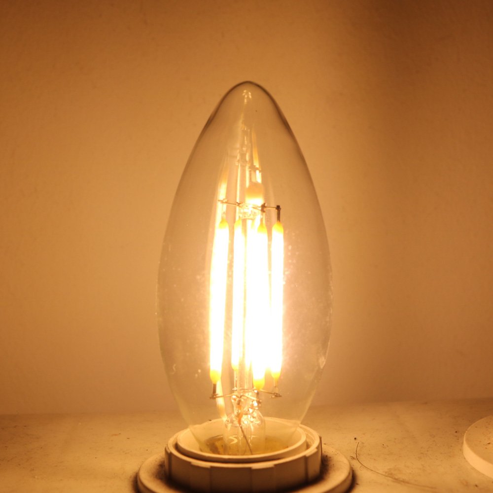 20 Pack Ampoule LED Filament E14 C35 4W Bougie Ampoules, 30W Equivalent 360LM 2700K Blanc Chaud Petit candélabre à vis Edison, CE ROHS