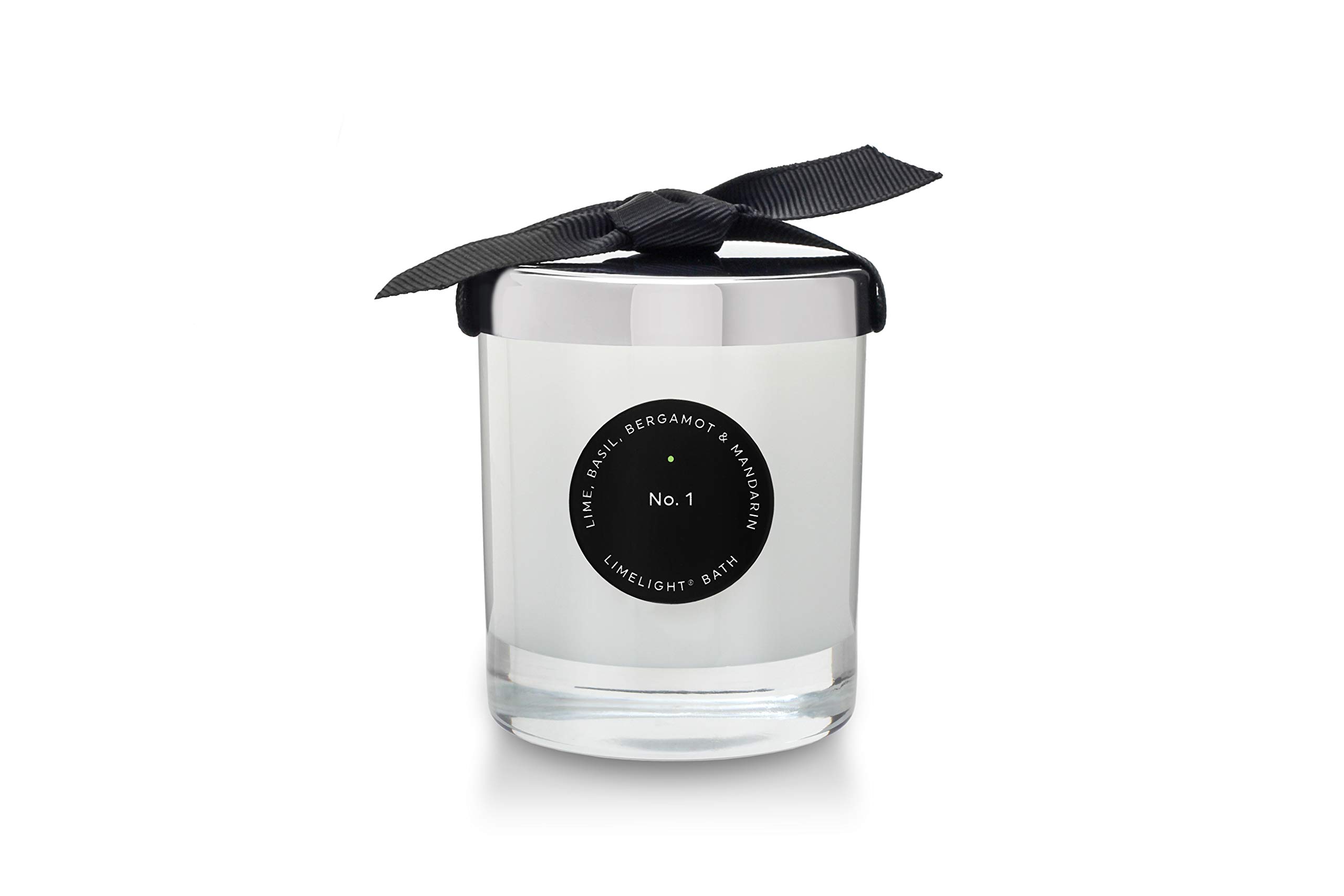 Lime, Basil & Mandarin candle with silver lid, burn time 40 hours