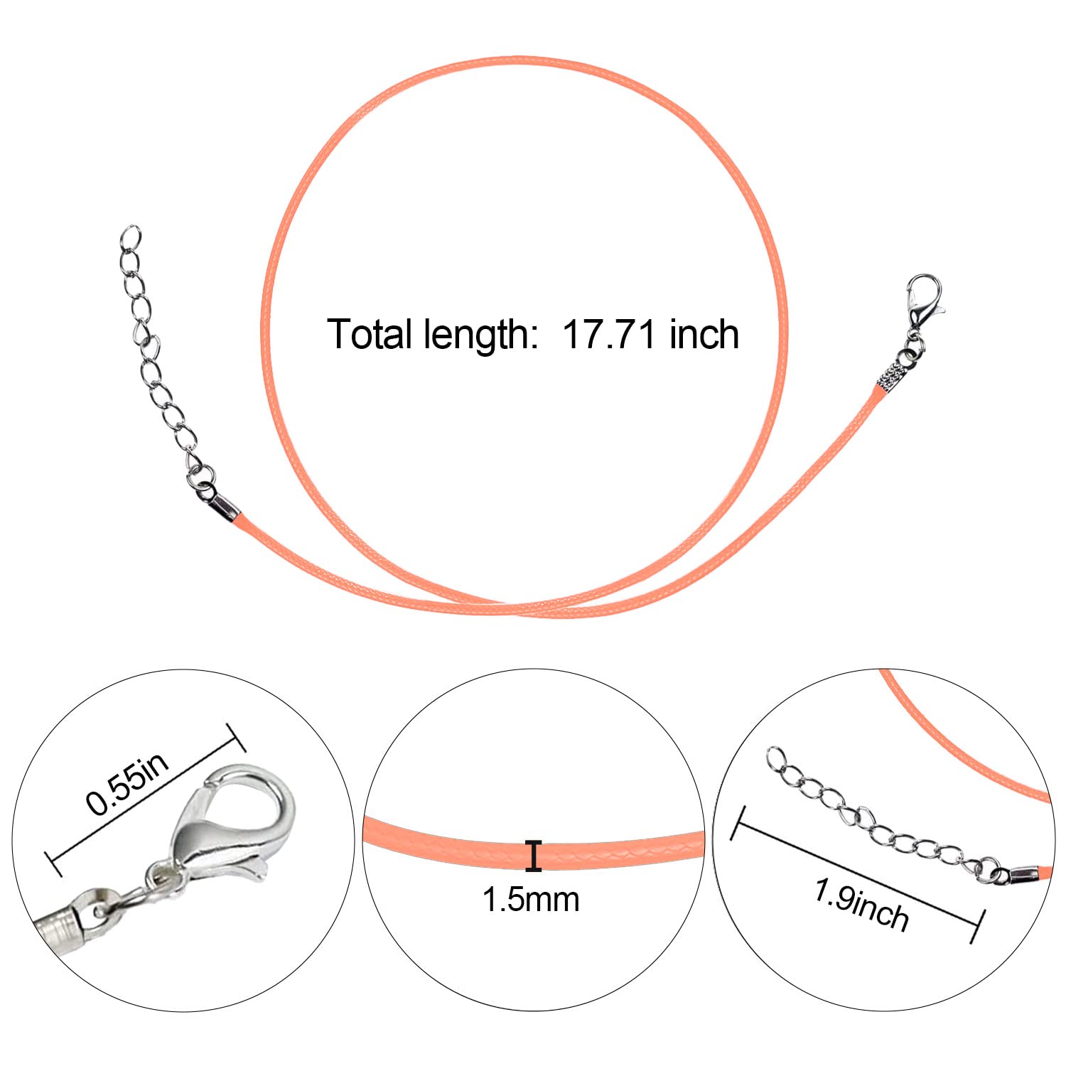 60 Pcs Multicolor Necklace Cord, Waxed Necklace Cord 1.5mm with Clasp - Image 2