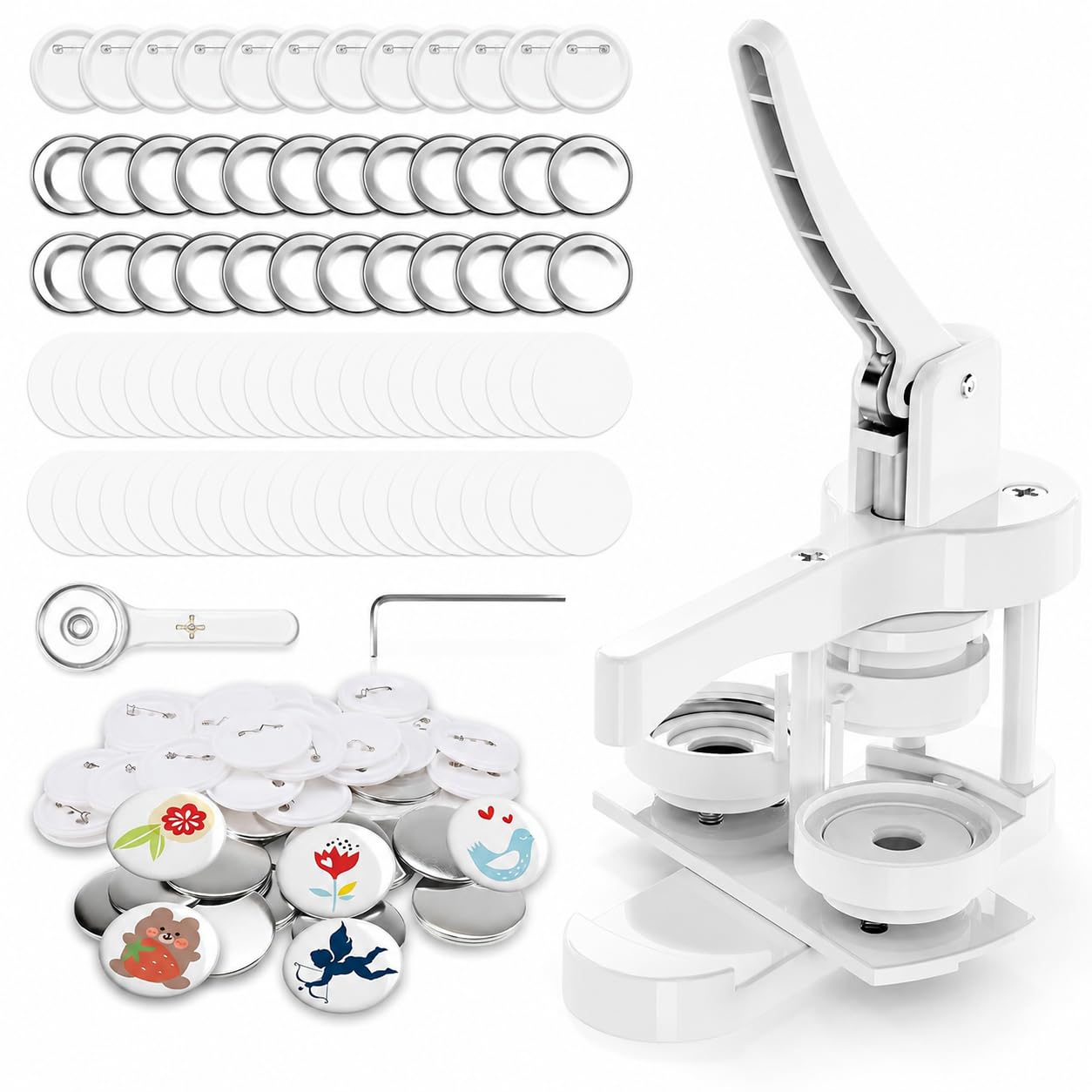 Badge Maker & Button Maker Machine 58mm – DIY Badge Making Kit, 100 Sets