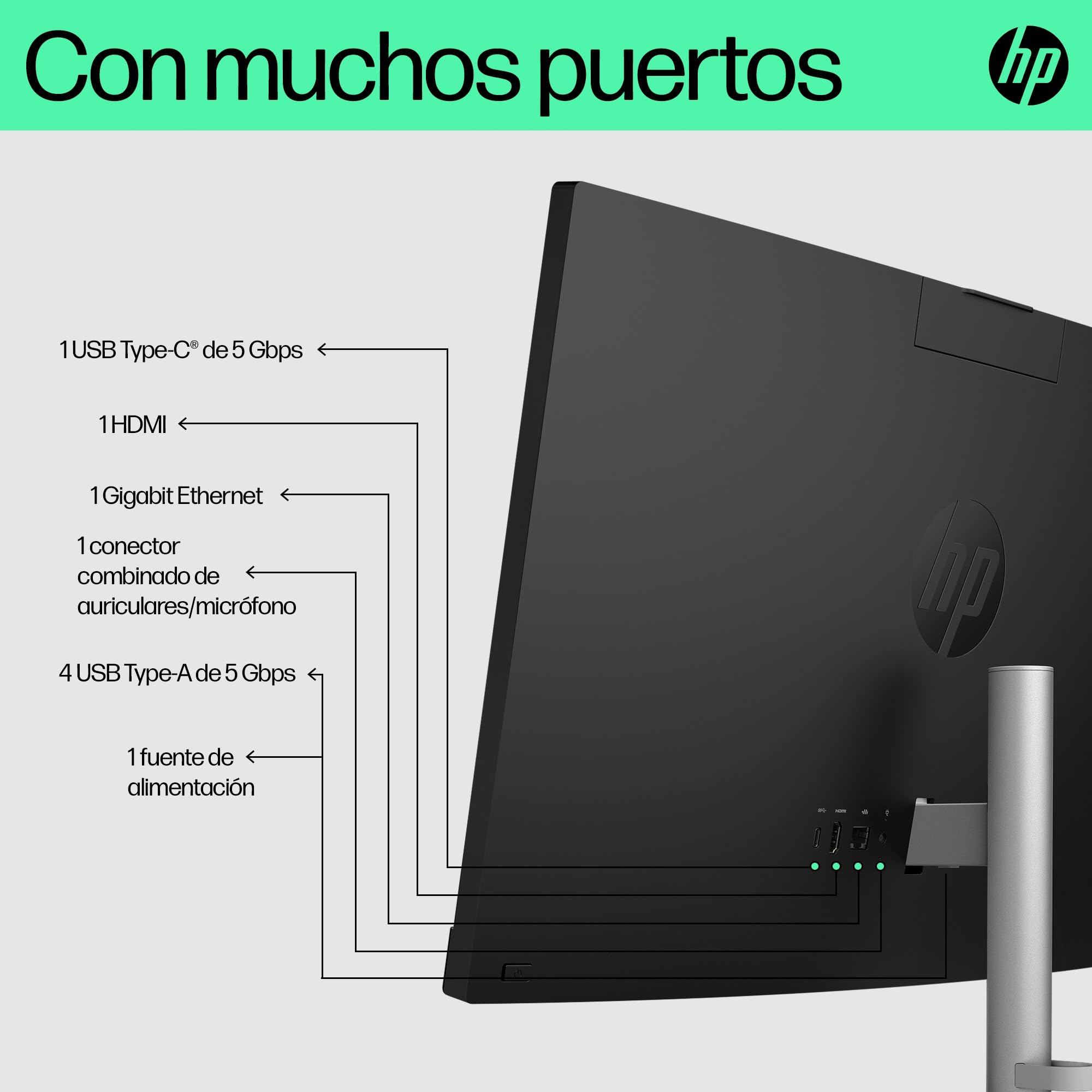 HP All-in-One 27-cr0062ns, PC Todo en Uno 27” FHD, AMD Ryzen 7 7730U, 16GB RAM, 512GB SSD, AMD Radeon Graphics, Cámara HD, Wi-Fi, Teclado y Ratón Inalámbricos, Sin Sistema operativo, QWERTY Español