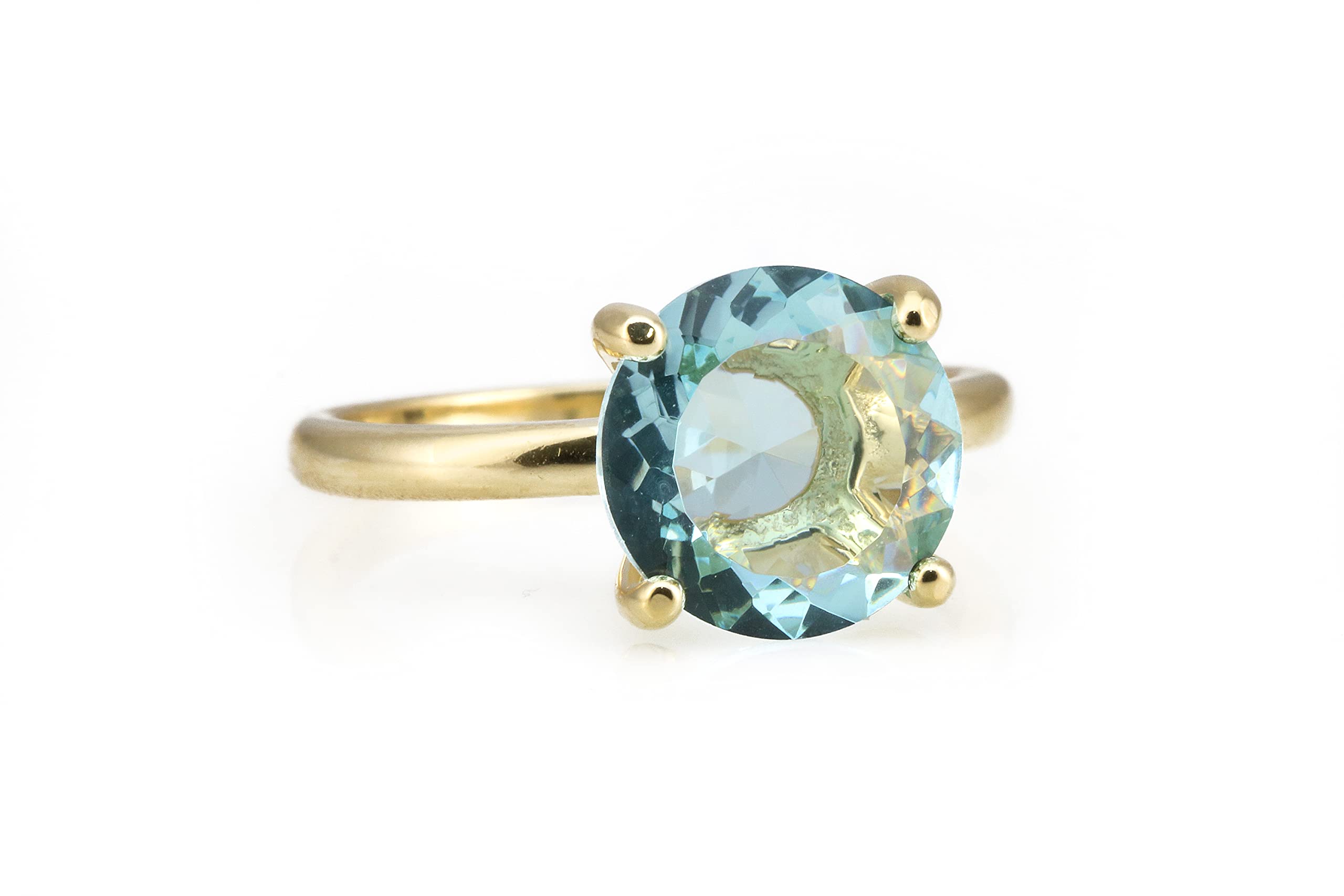 Anillos Artesanales de Topacio para Mujer - Anillo Solitario Glamuroso - Joyas de Piedra de Nacimiento para Mujer - Anillo de Boda de Oro, Compromiso, Todos los Días, Hechos a Mano - con Caja