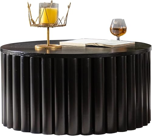 Miniatura 18 de KEVINSPACE Mesa auxiliar redonda pequeña para sala de estar, mesa auxiliar circular de madera, mesita de noche para apartamento, dormitorio, Ø 23.4"