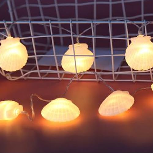 Miniatura 4 de Cadena de luces de concha, luz de carcasa de 5 pies con 10 LED, luces de cadena de conchas marinas alimentadas por pilas para Navidad, Halloween,