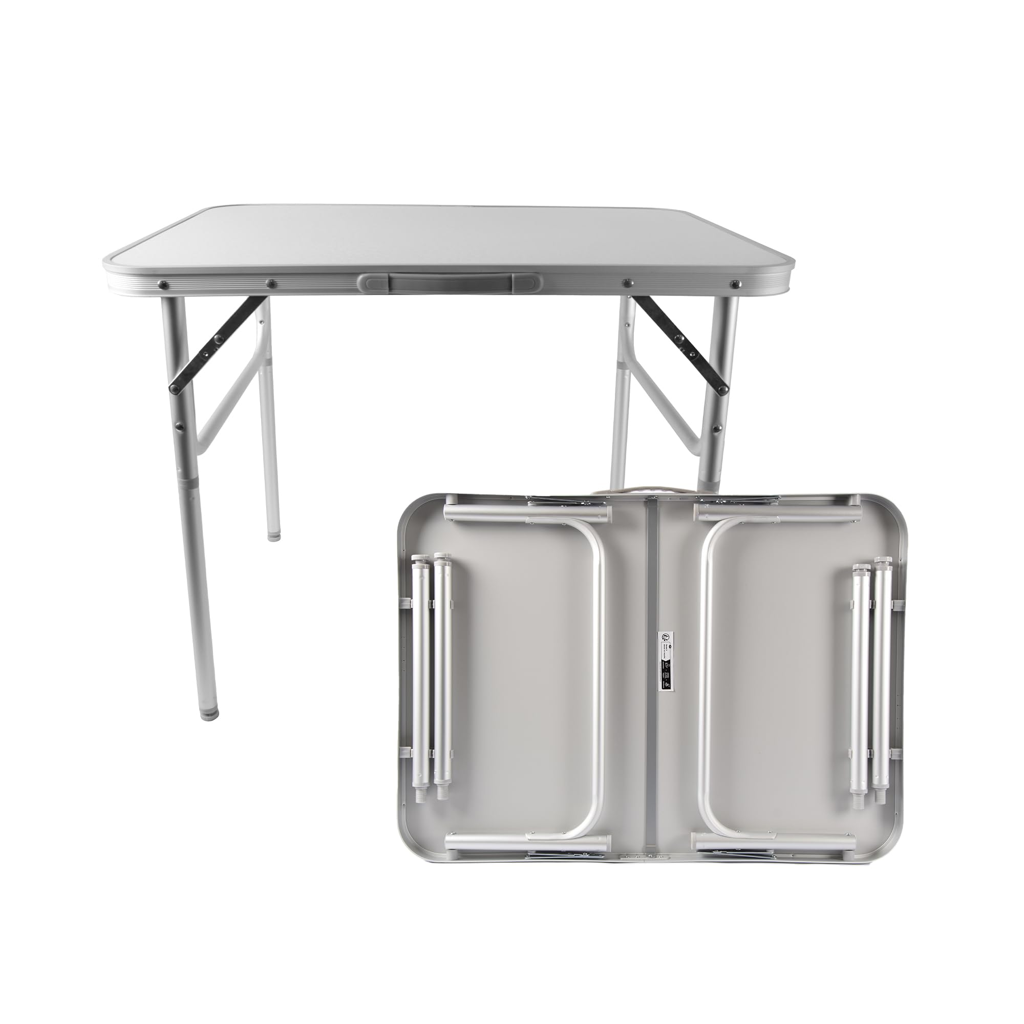 Table de jardin pliable | Aluminium et plastique résistant aux intempéries | Table pliante de camping pour 1-2 personnes | Table de camping grise avec hauteur réglable à 2 positions | Capacité de 30