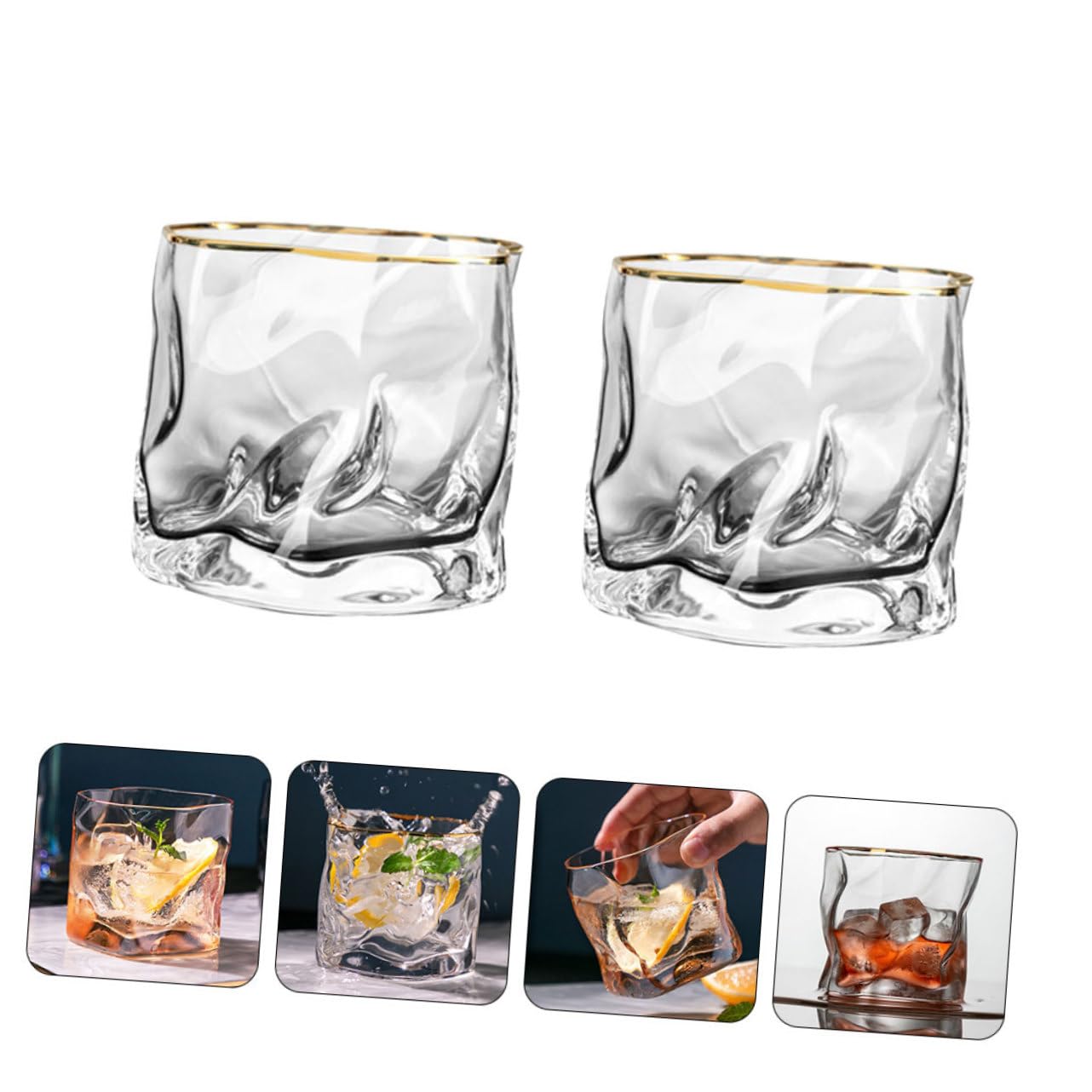 Gobelet à Boire en Verre 2 Pcs, Verre Simple pour Usage Quotidien