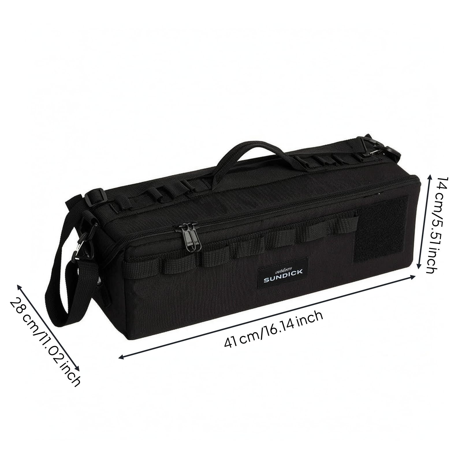 Bolso de Almacenamiento Exterior Bolsa Organizador Estuche Mochila con Compartimento Central con Cremallera Lazos Laterales y Correa Extraíble, Negro