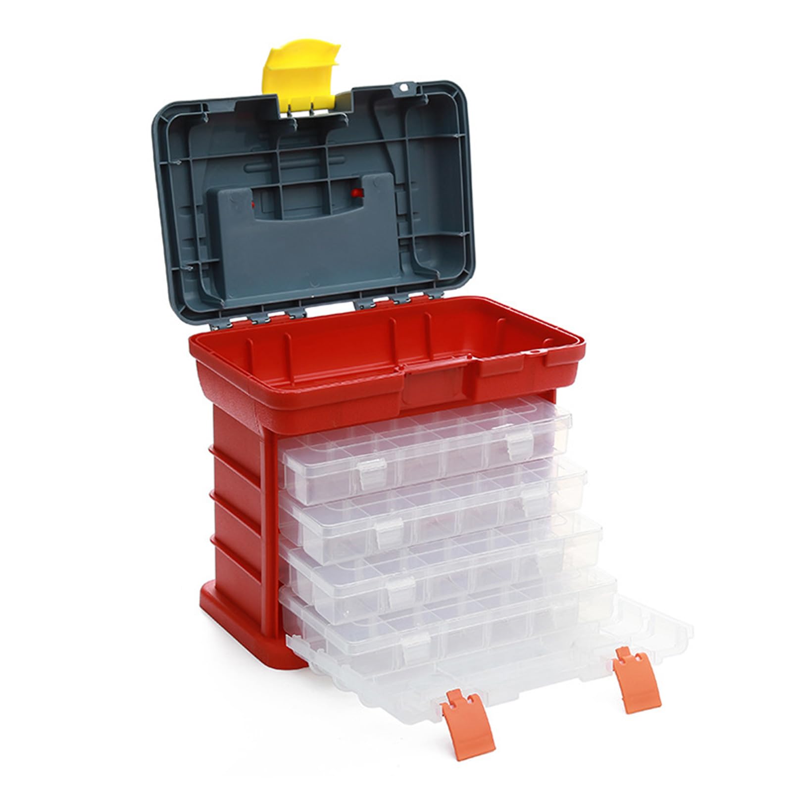 Aurgiarme 72 Grid Adjustable Tool Box Storage Box 4 Layers Tool Parts Box Multifunctional Storage Organizer Fishing Tackle Box