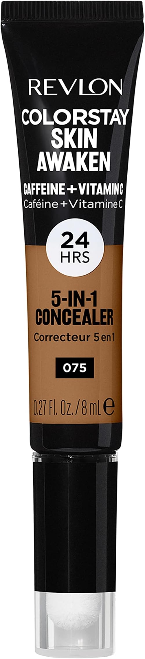 ColorStay Skin Awaken 5-in-1 Concealer, Lightweight, Creamy Longlasting Face Makeup with Caffeine & Vitamin C, For Imperfections, Dark Circles & Redness, 075 Hazelnut, 0.27 Fl Oz