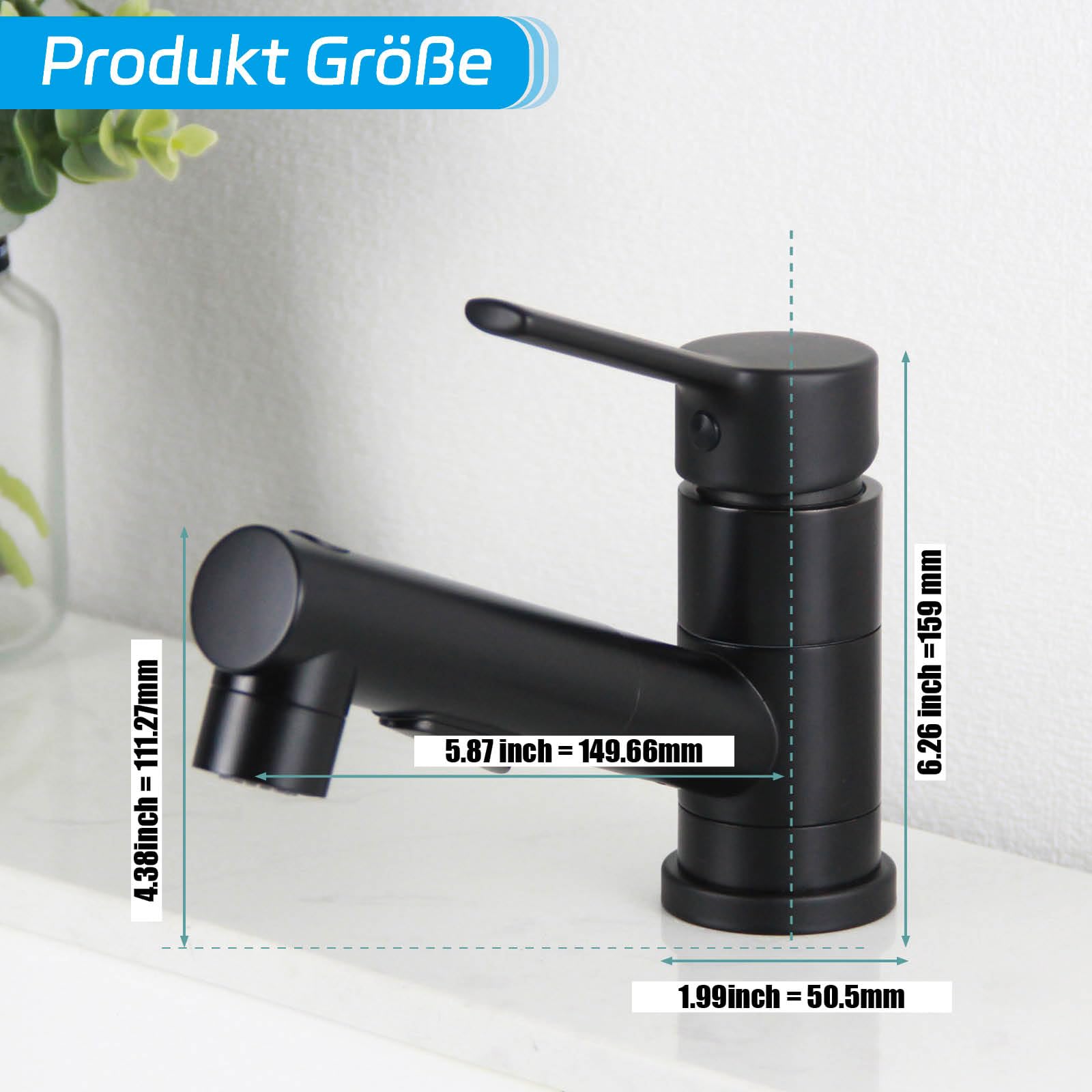 Grifo de baño (3 tipos de chorro de agua, giratorio 180°, monomando