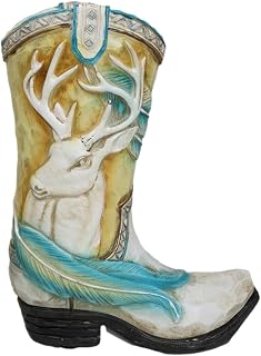 Ebros Gift Rustic Country Western Elk Stag Deer Buck Antlers with Dreamcatcher Feather Cowboy Boot Decorative Piggy Coin Money Bank Jar Container Figurine