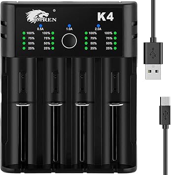 IMREN 18650 Battery Charger,21700 Battery Charger for 3.7V 14500 10400 18500 18350 18650 18700 20700 21700 22650 26650 Li-ion Battery,1.2V Ni-MH/Ni-Cd Battery,4 Bay 18650 USB C Charger IMREN 18650 Battery Charger,21700 Battery Charger for 3.7V 14500 10400 18500 18350 18650 18700 20700 21700 22650 26650 Li-ion Battery,1.2V Ni-MH/Ni-Cd Battery,4 Bay 18650 USB C Charger
