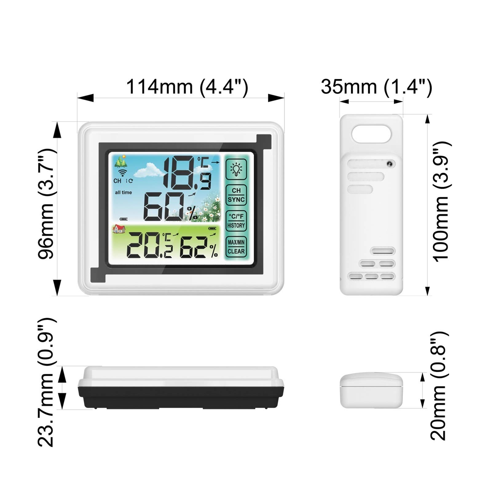 termometr z higrometrem Kryty zewnętrzny bezprzewodowy termohymetrowy monitorowanie temperatury pogody zegar cyfrowy higrometr Termometr do higrometru wewnętrznego(B)
