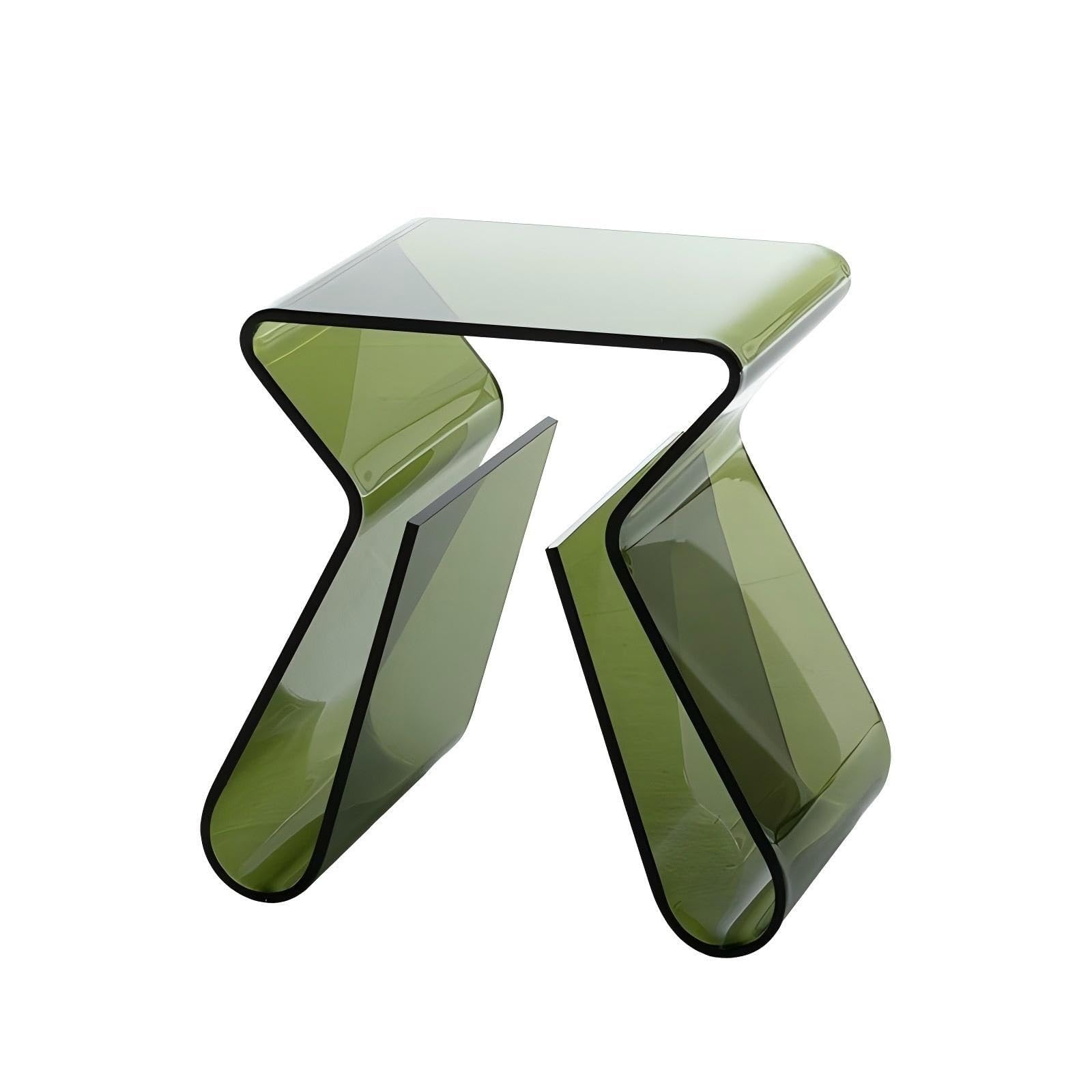 SXZenSpace Acrylic Side Table Geometry Nightstand End Transparent Coffee for Living Room & Office Space Saver(Green)