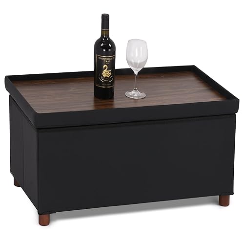 Ottoman Storage Bench with Tray - Bedroom Foot Stool &