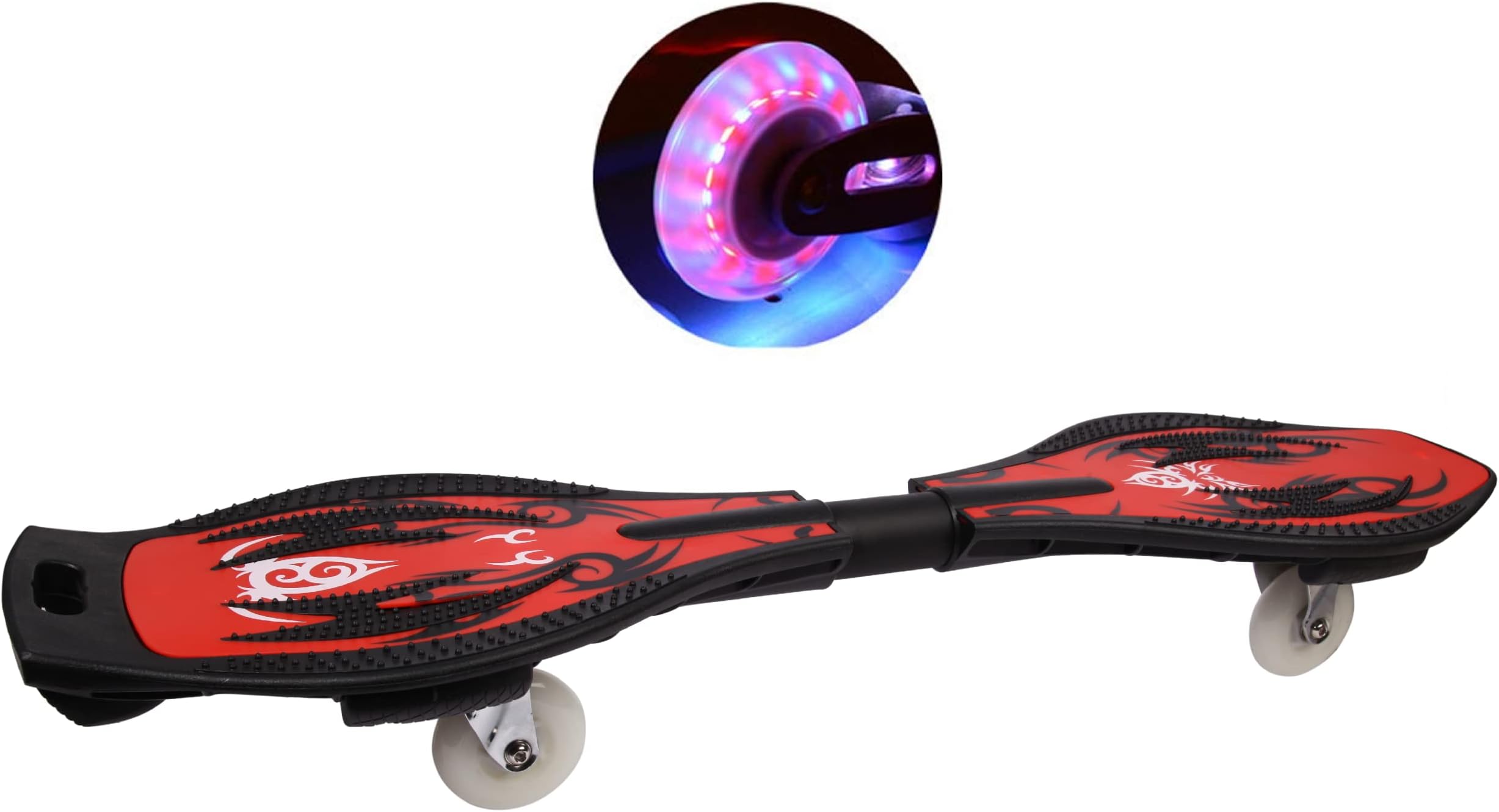 AUTHFORT New Wave Skate Board 34 x 8 Inch with Carry Bag LED Flash Colorful Lights on Wheels (Multi Color, Design ) Pack 1