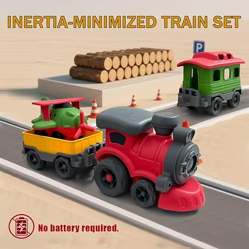 Miniatura 4 de Juego de tren de juguete de Navidad para niños pequeños de 3 a 5 años, locomotora con tren de avión debajo del árbol de Navidad, regalos de