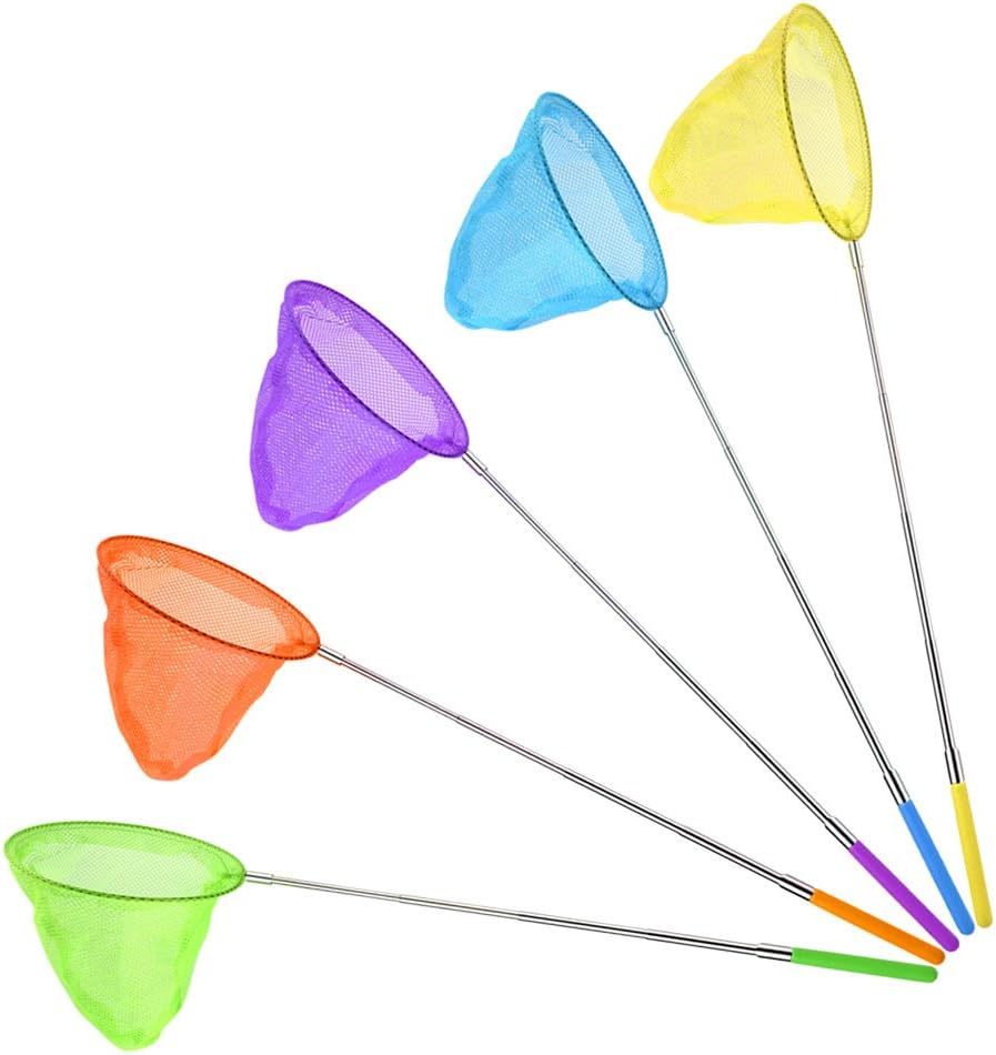 Coopay 5 Pack Telescopic Butterfly Nets Catching Insects Bugs Fishing Nets Great Outdoor Tools for Playing - Extendable from 14.6" to 33.4" (Blue Purple Orange Green Yellow) : Sports & Outdoors