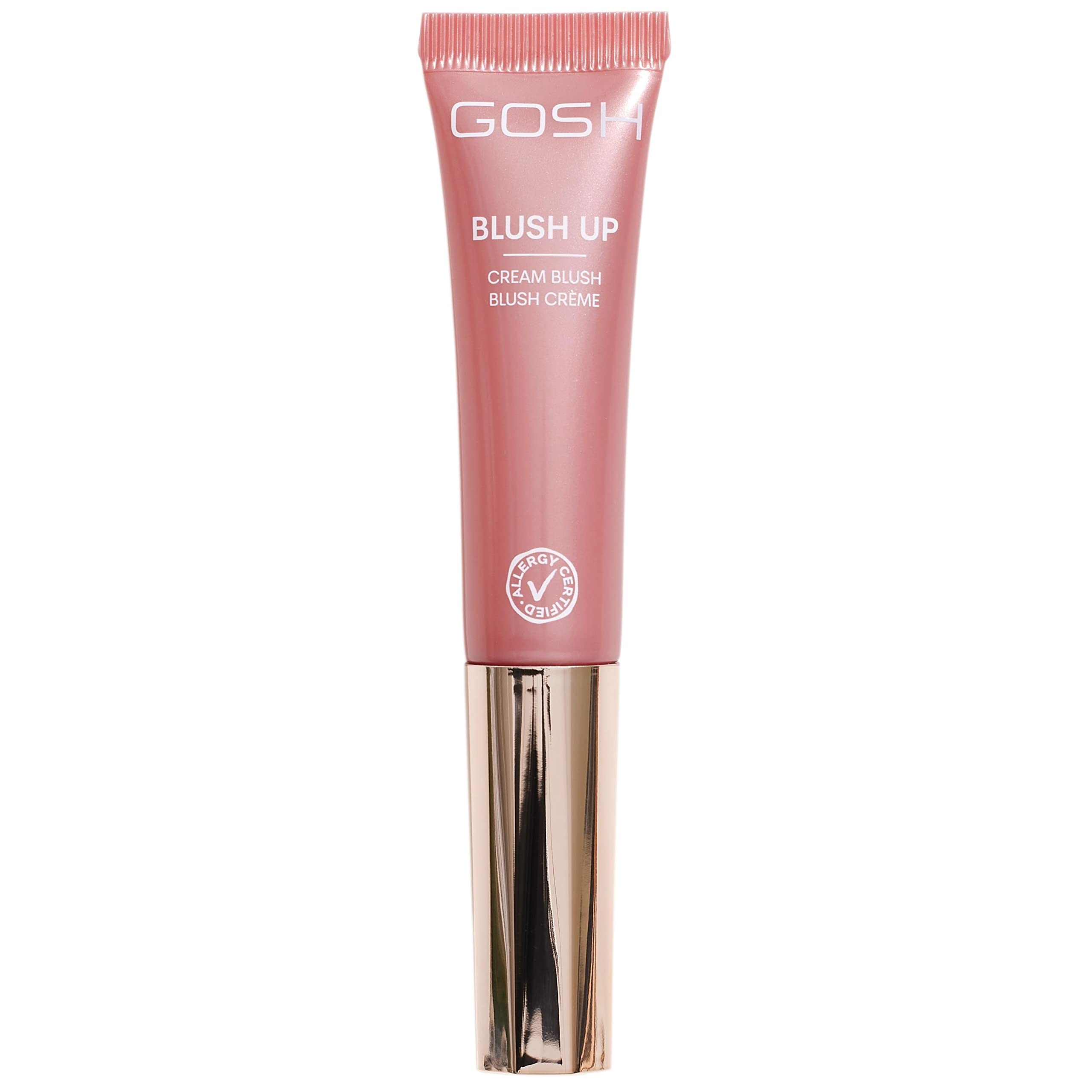 GOSH Cream Blush BLUSH-UP I Blush Stick for Defined Facial Features & Gentle Transitions, Liquid Blush with Built-In Sponge for Travel, Fragrance-Free, Allergy Certified & Vegan, 002 Rose