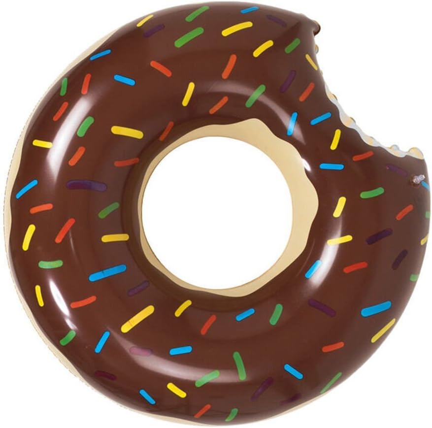 AMH 47"(120cm) Giant Inflatable Donut Pool Float Raft Swimming Tube Ring for Adults&Kids,Summer Pool or BeachToy Patch kit Include -(Chocolate&Strawberry)