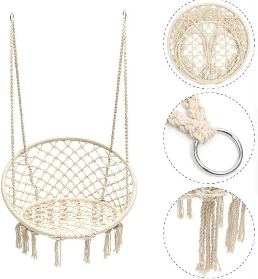 maimai88Round Hammock Outdoor Indoor Dormitory Bedroom Hanging Chair for Child Adult Swinging Single Safety Hammock