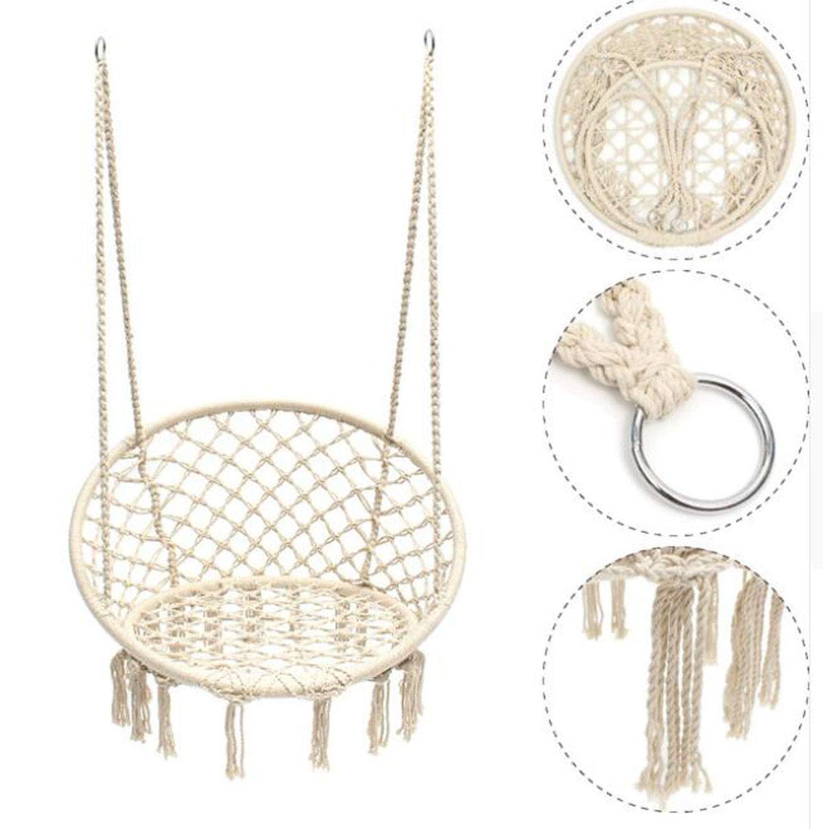 maimai88Round Hammock Outdoor Indoor Dormitory Bedroom Hanging Chair for Child Adult Swinging Single Safety Hammock