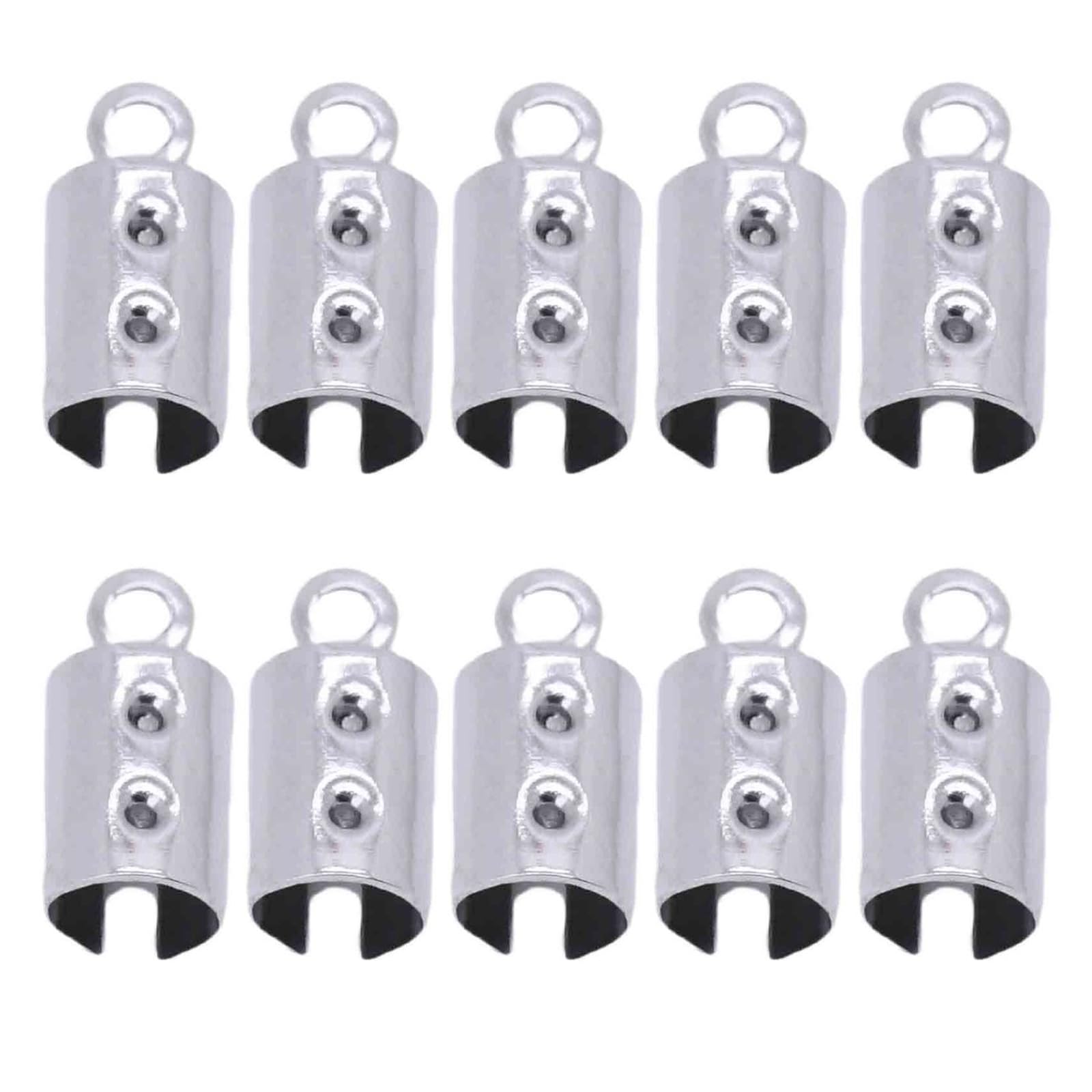 NEWFT Stainless Steel Secure Rope Clasp for Jewelry Projects Leather Cord Crimp Beads Ends Caps Fastener Connectors Adjustable Leather Cord Tips