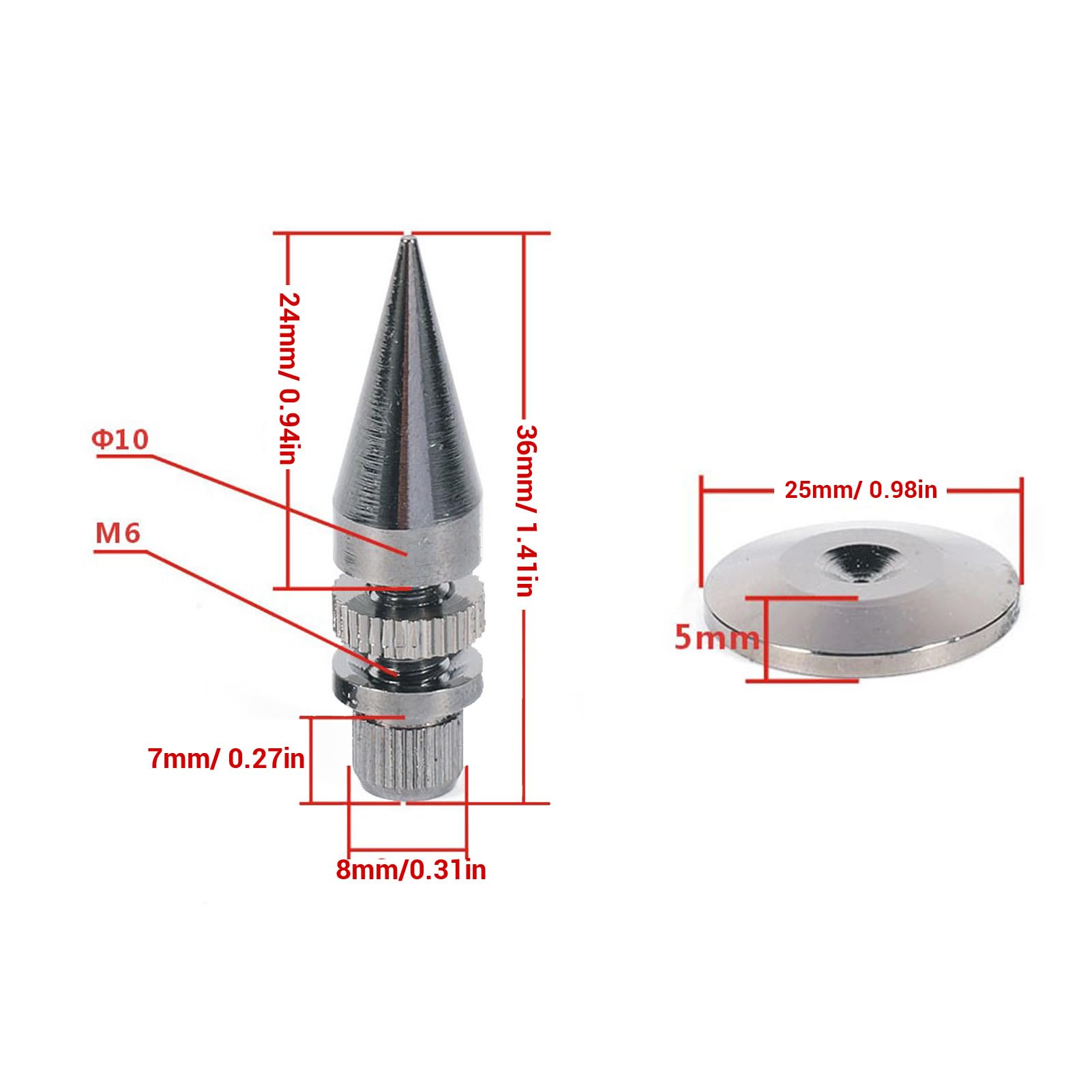 banapoy 16 Punte Isolanti per Altoparlanti, Piedini Regolabili per Ammortizzatori per Altoparlanti, Piedini Conici per Subwoofer, Lettori CD e DVD, Amplificatori Audio, Giradischi