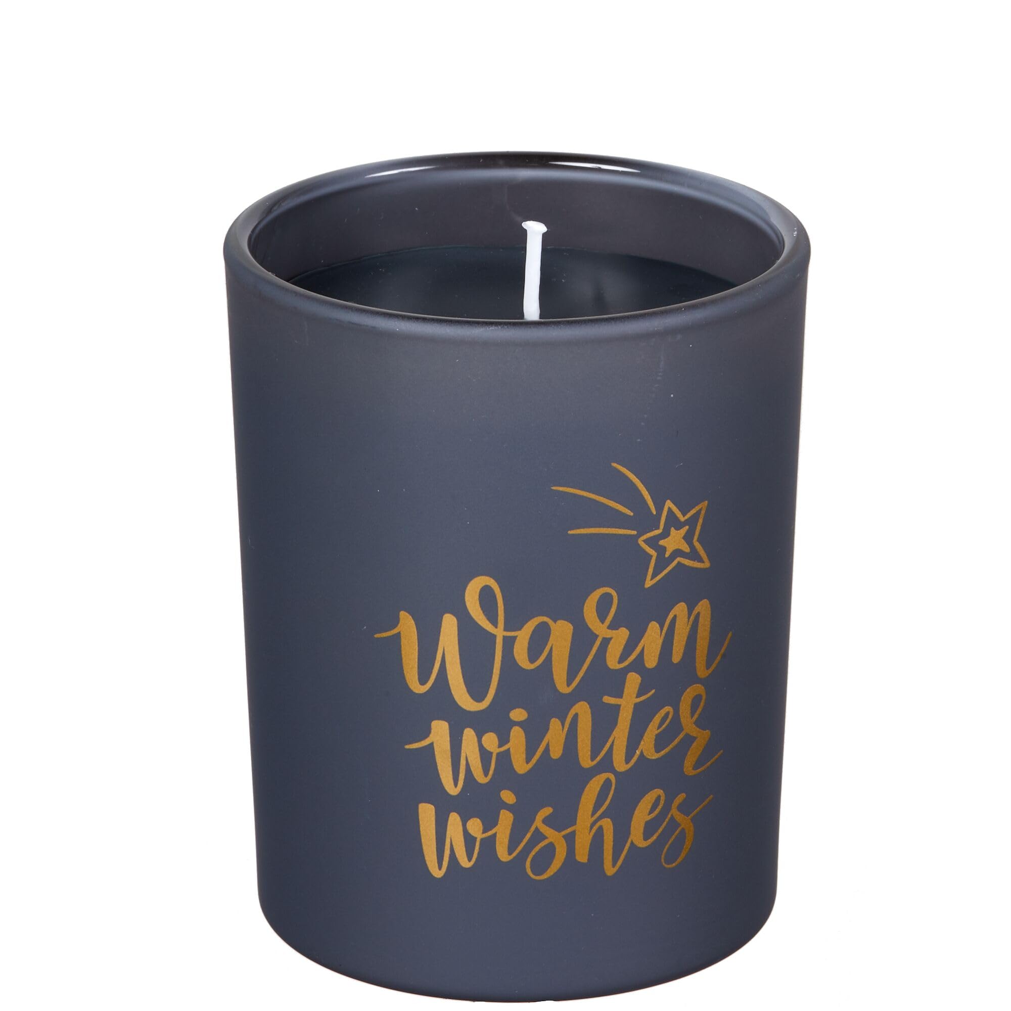 Duftkerzen im Glas - 4er-Set - "Warm Winter Wishes" Kerze, Advent, Weihnachten, Raumduft - Kein Ruß - Brenndauer: 45 Std - verschiedene Duftaromen – 8x8x9,5 cm (Schwarz - Duft: winter spices)