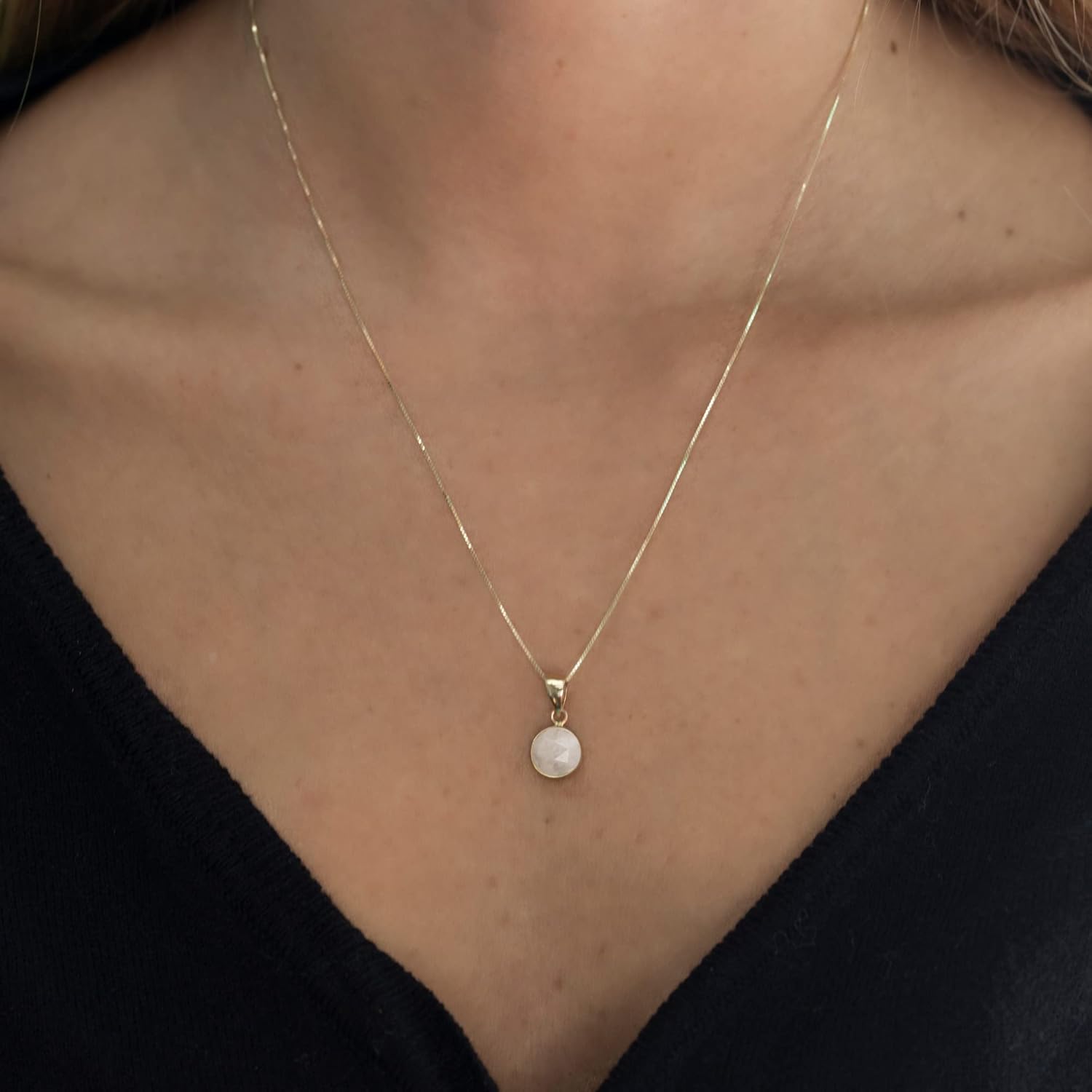 14K Gemstone Necklace for Women - Solid Gold Necklace - Gold Dainty Necklace for Women - Gold Pendant Necklace - Dainty Gold Necklace - Gold Wedding Jewelry - Gemstone Jewelry for Women - Image 2