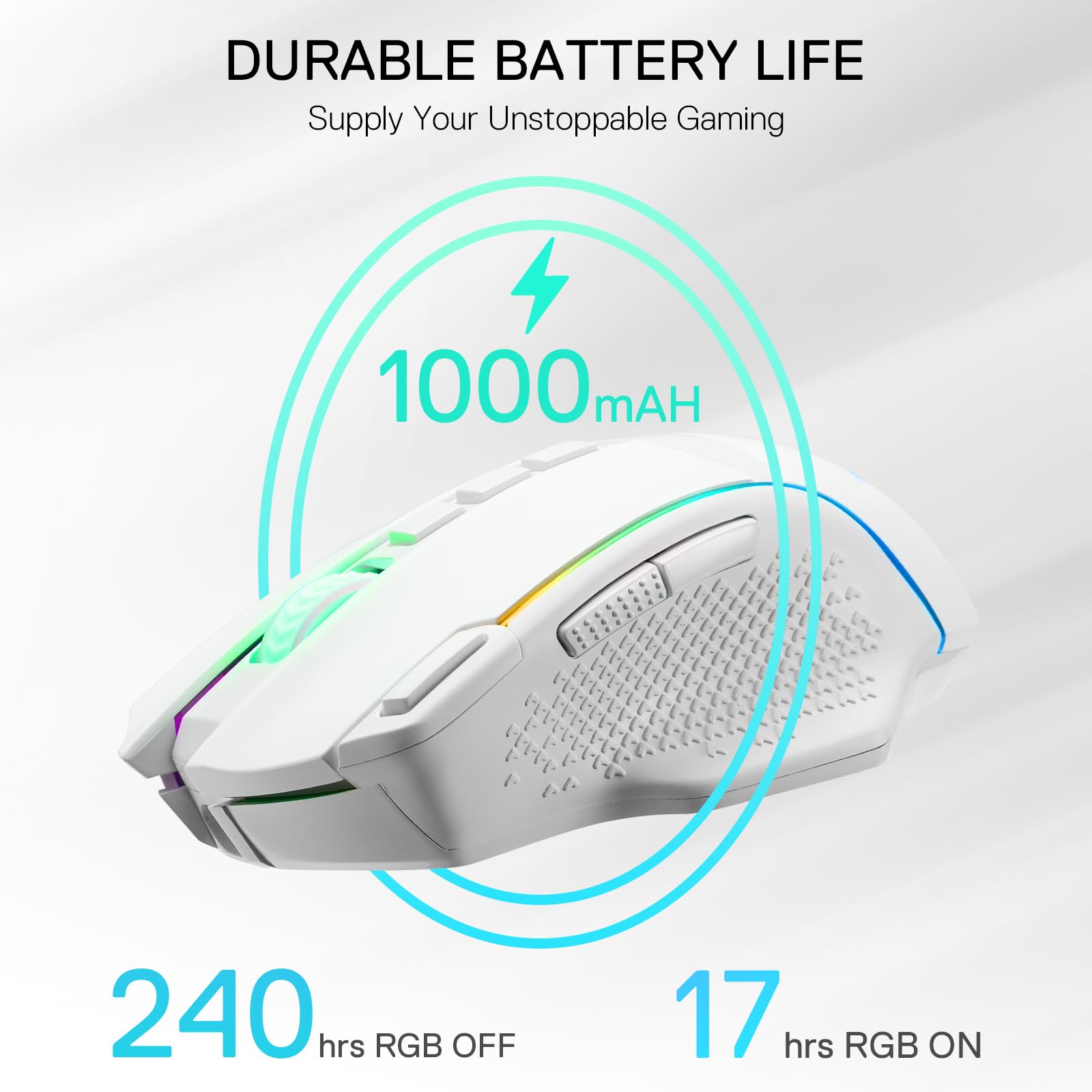 Redragon M991 Ratón Gaming Inalámbrico 19000 dpi Botón Disparo Rápido | 9 Teclas Macro 45 Horas Batería Continua RGB Retroiluminación Compatible PC Mac Portátil