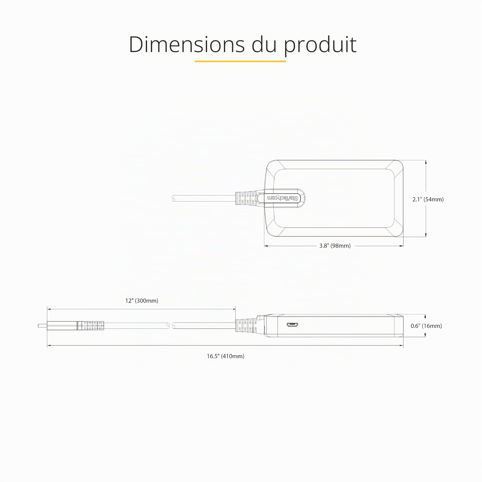 StarTech Hub USB-C vers 4X USB-A, 5Gbps, Alimenté par USB, Entree Aux, 30cm | Station d'accueil, dock, Wake on USB, Mini hub de bureau, USB 3.0, Portable