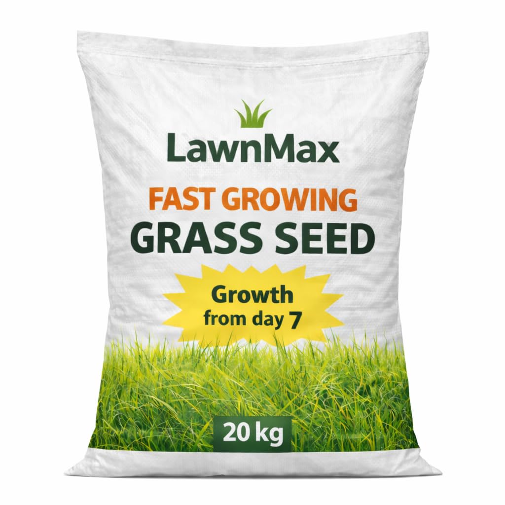Lawnmax โ Grass Seeds Fast Growing, Rapid Growth Economy Mix for Hard Wearing, Shady Grass, New Lawns and Patch Repair (20KG)