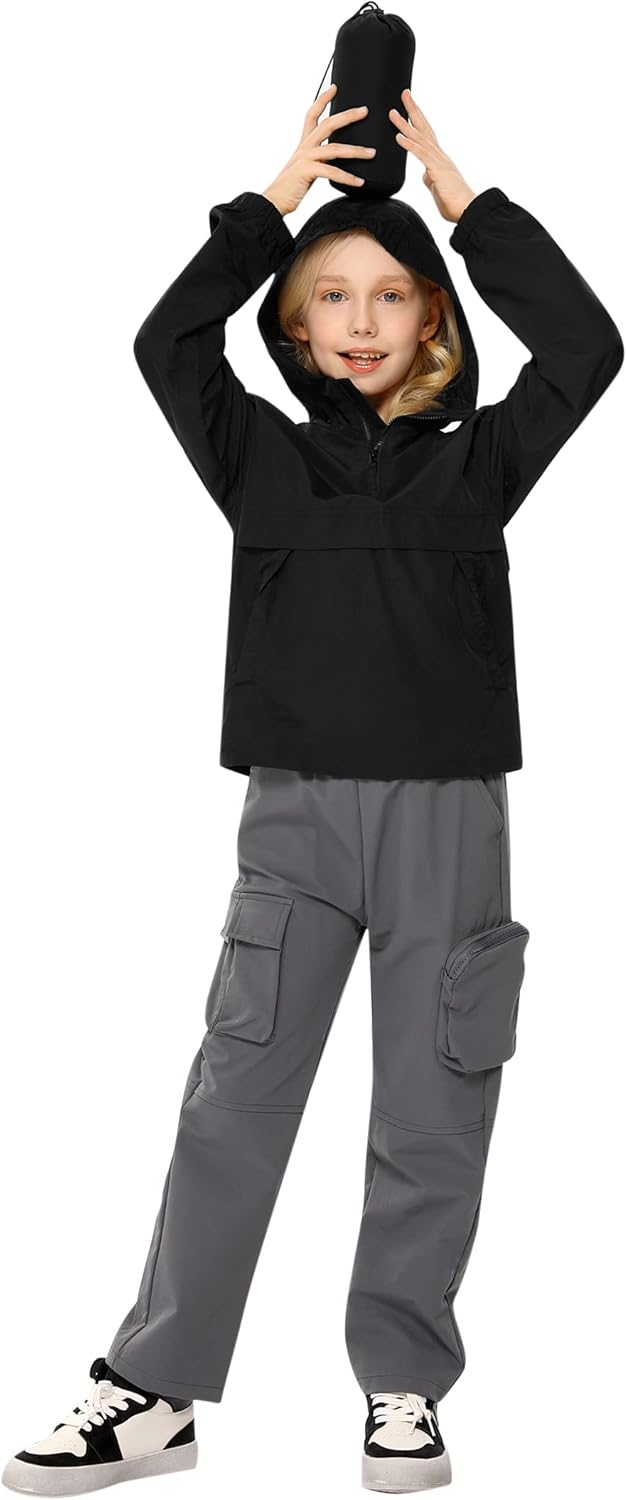Boys Girls Packable Rain Jacket Lightweight Waterproof Hooded Raincoats Windproof Size 3-12Y - Image 5