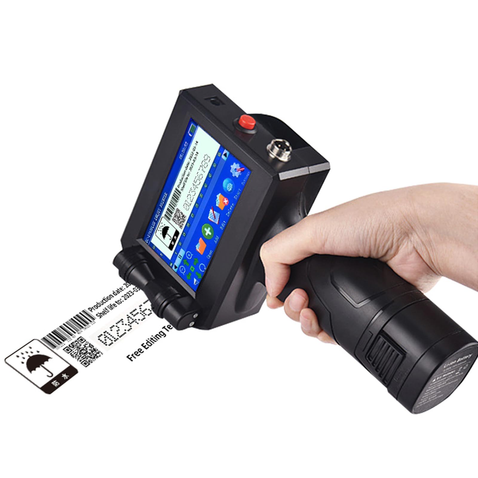 XoTiq Impresora de inyección de Tinta de Mano, Pistola de Etiqueta de Fecha, impresoras portátiles con Pantalla táctil de 4.3 Pulgadas, máquina de codificación de inyección de Tinta con Cartucho