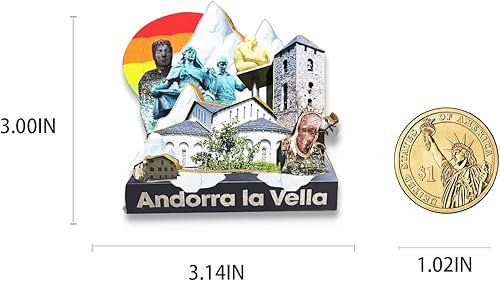 Miniatura 3 de Andorra la Vella Andorra - Imán de nevera con imán de madera 3D, monumentos de viaje, decoración coleccionable a mano, 2
