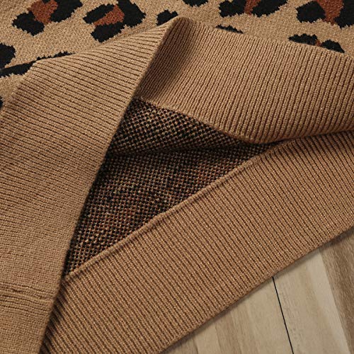 Suéter de malha para bebês meninas com estampa de leopardo, manga comprida, quente, para outono e in