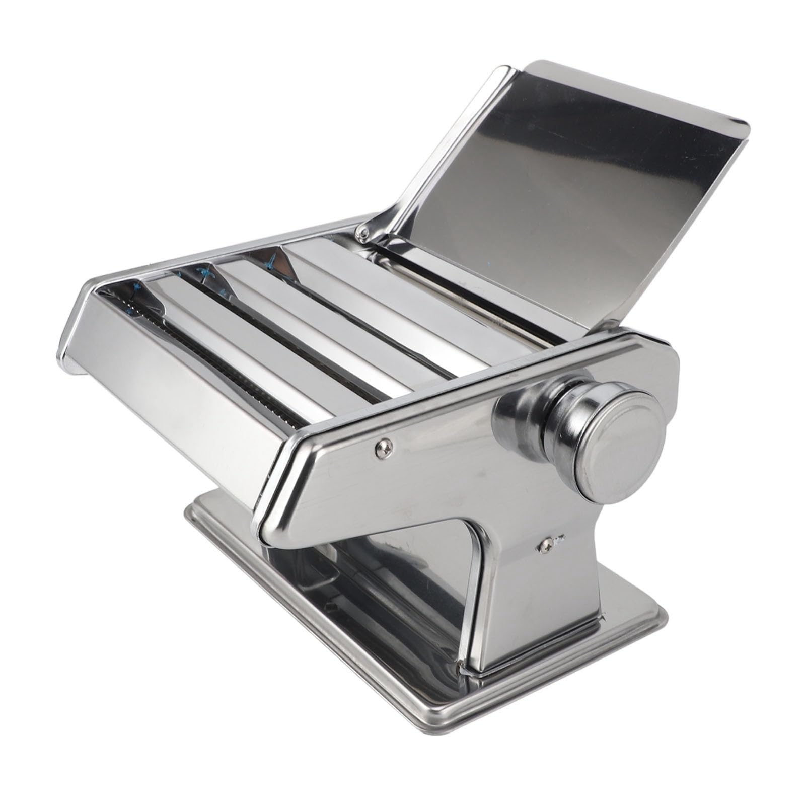 Manuelle Teigausrollmaschine aus Edelstahl für die Herstellung von Nudeln mit Einstellbarer Dicke. Unverzichtbar für Nudelliebhaber (SILVER)