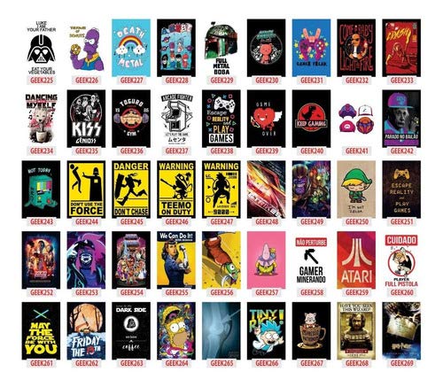 Kit 10 Placas Pvc - Games - Geek - Heróis - Jogos - Marvel