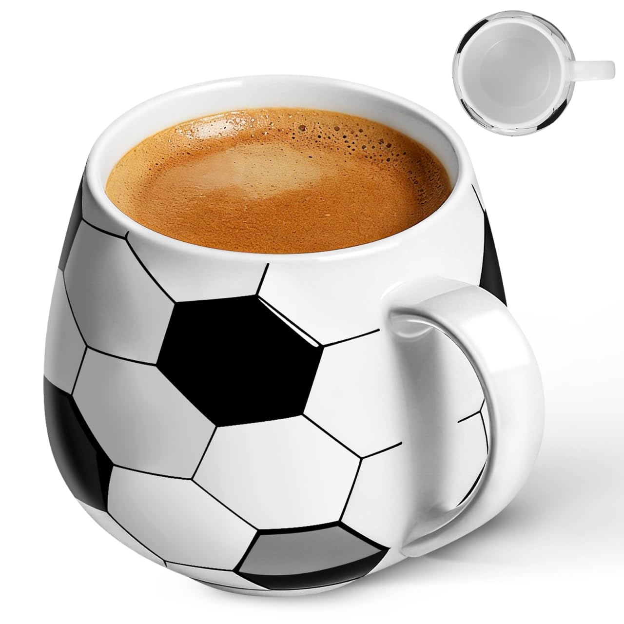 ULTECHNOVO 1pcs Ceramic Football Mug Novelty Ball Shaped Sports Coffee Cup