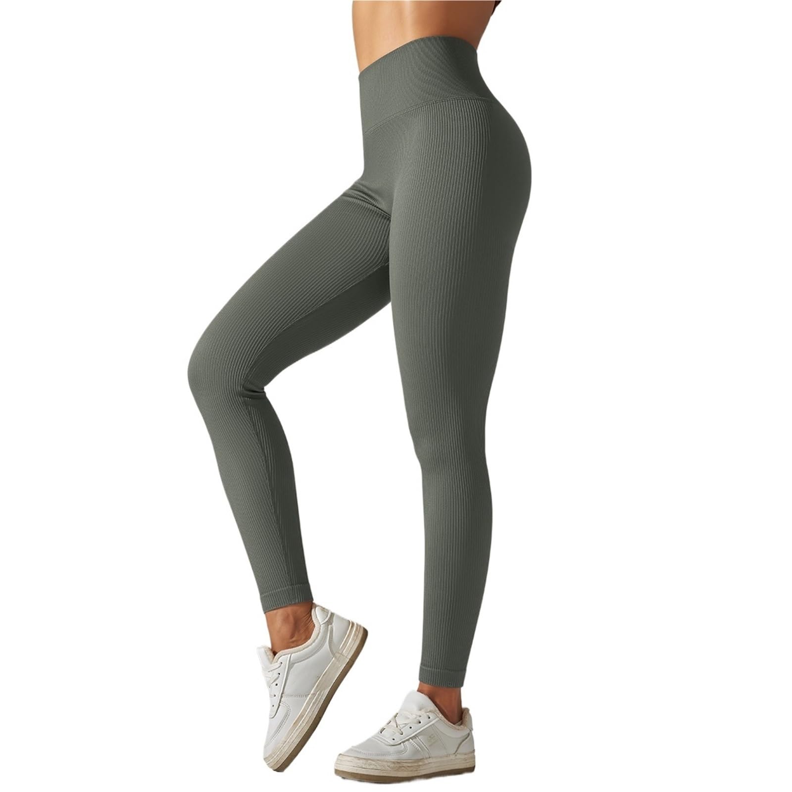 Leggings da yoga da donna, leggings da palestra, senza cuciture, a vita alta, per fitness, allenamento con culo a bolla, pantaloni da corsa