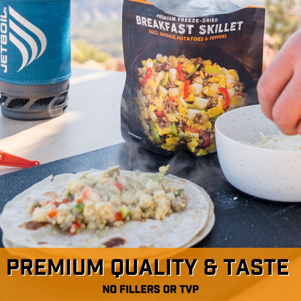 Peak Refuel Breakfast Meals | Freeze Dried Backpacking, Camping & Emergency Prep Food | 2 Servings Pouches (2-Pack, Skillet)