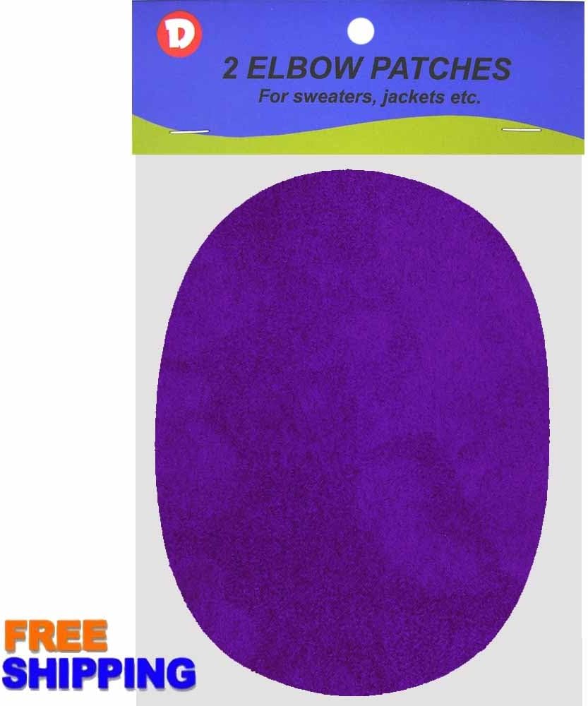 Two FauxSuede IronOn Elbow Patches 4.5 x 5.5 in Purple
